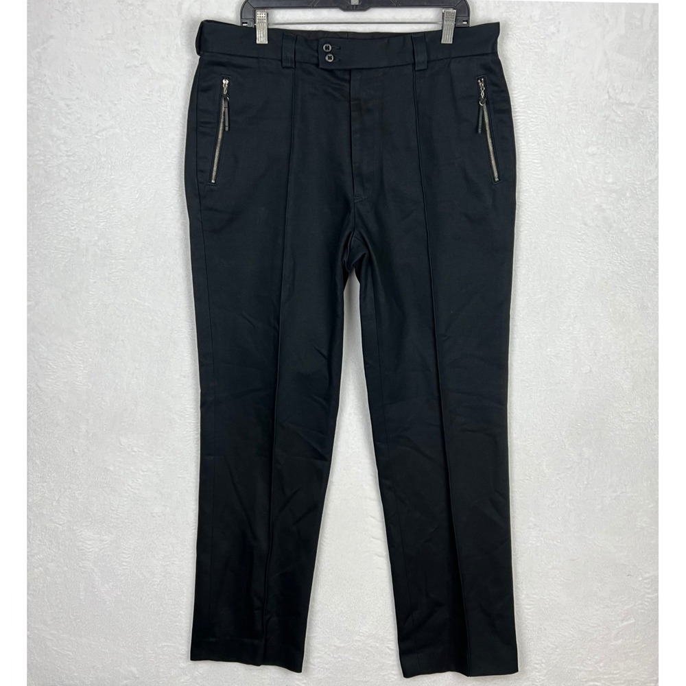 Polo Ralph Lauren Pants‎ Mens 36x32 Front Zipper Black Pleated Straight Chino